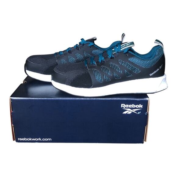 Reebok NIB Fusion Flex Weave Work Athletic Work Shoe Extra Wide Toe Blk Teal 12M - Picture 4 of 12